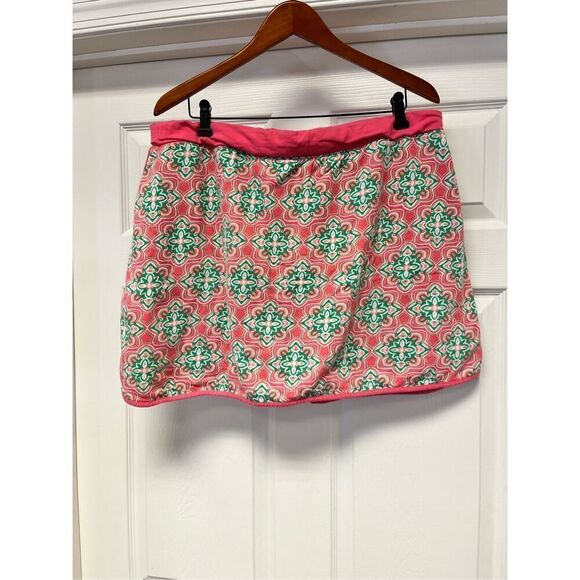 Crown & Ivy Pink & Green Preppy Jersey Knit Tie Waist Skort sz 2X - Picture 6 of 8